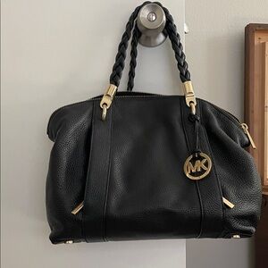 Michael Kors Black Satchel with Gold Accents
